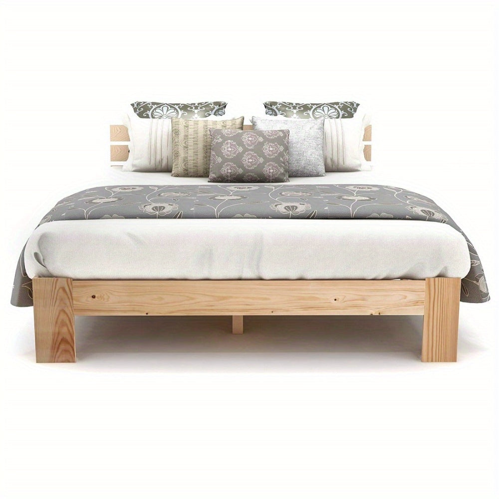 Massief Houten Tweepersoonsbed – Houten Bed – Slaapbank – Bedframe – Slaapmeubel – Massief Dennenhout – Inclusief Hoofdbord en Lattenbodem – 200x140 cm – Duurzaam & Eenvoudig Te Monteren