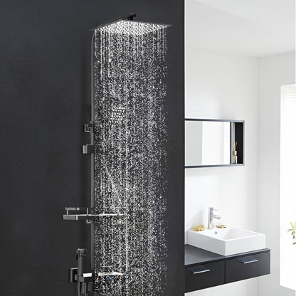 Kehot Contemporary Wall-Mounted Shower and Handheld Shower Combo with Digital Temperature Control - 38°C, 1 Minute Timer, 28 Kg Capacity, Black, No Electricity Needed, Modern Bathroom Accessories, Highquality Finish