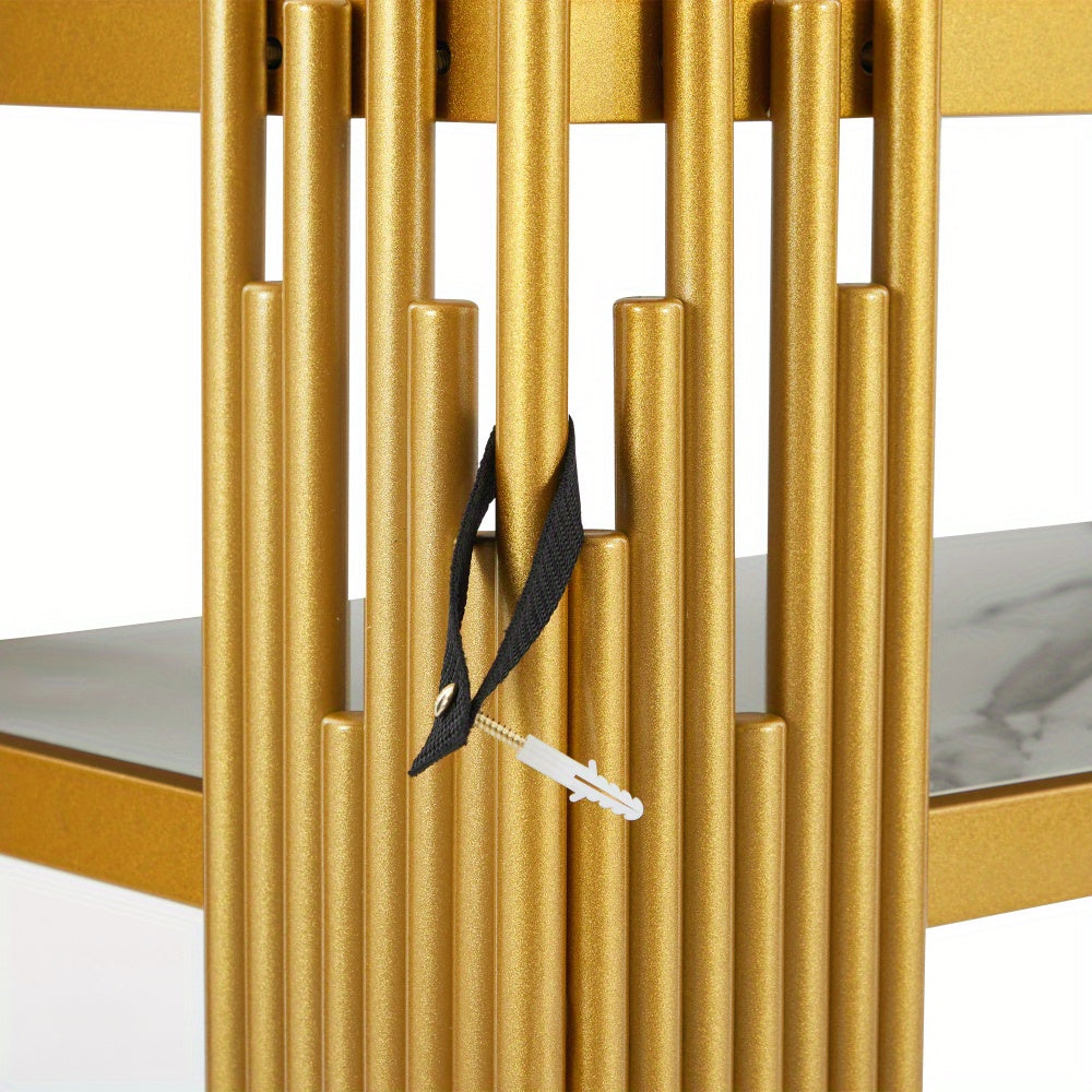 Sidetable – Consoletafel – Wandtafel – Haltafel – Bijzettafel – Mid-Century Modern – Wit MDF Met Gouden Poten – 128x44x80 cm – Draagvermogen 40kg
