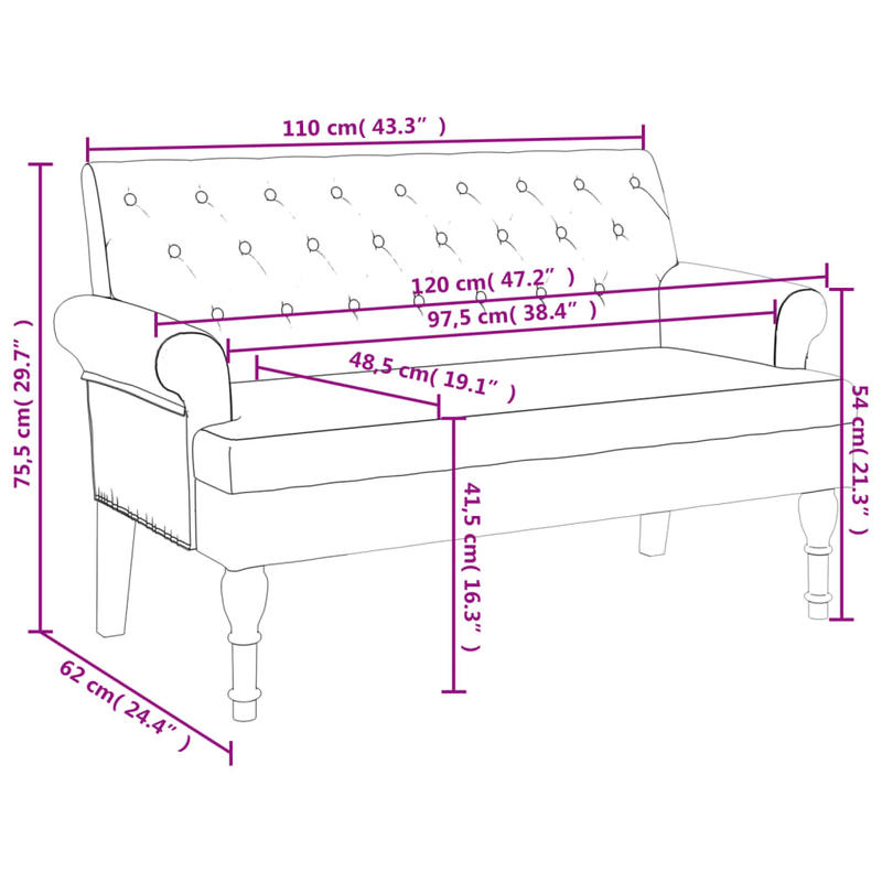 Bank Met Rugleuning – Zitbank – Bankje – Opbergbank – Houten Bank – Bruin Faux Suède Leer – Comfortabele Rugleuning – Stevig Houten Frame