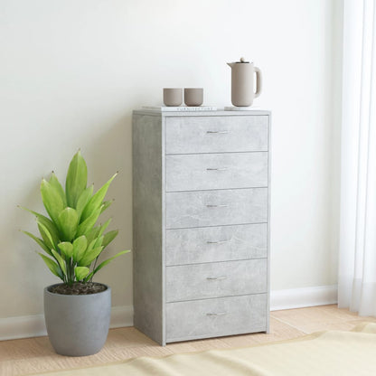 Sideboard – Dressoir – Opbergkast – Kast – Ladenkast – Betonlook – 6 Lades – Compact 50x34x96 cm – Duurzaam Engineered Wood