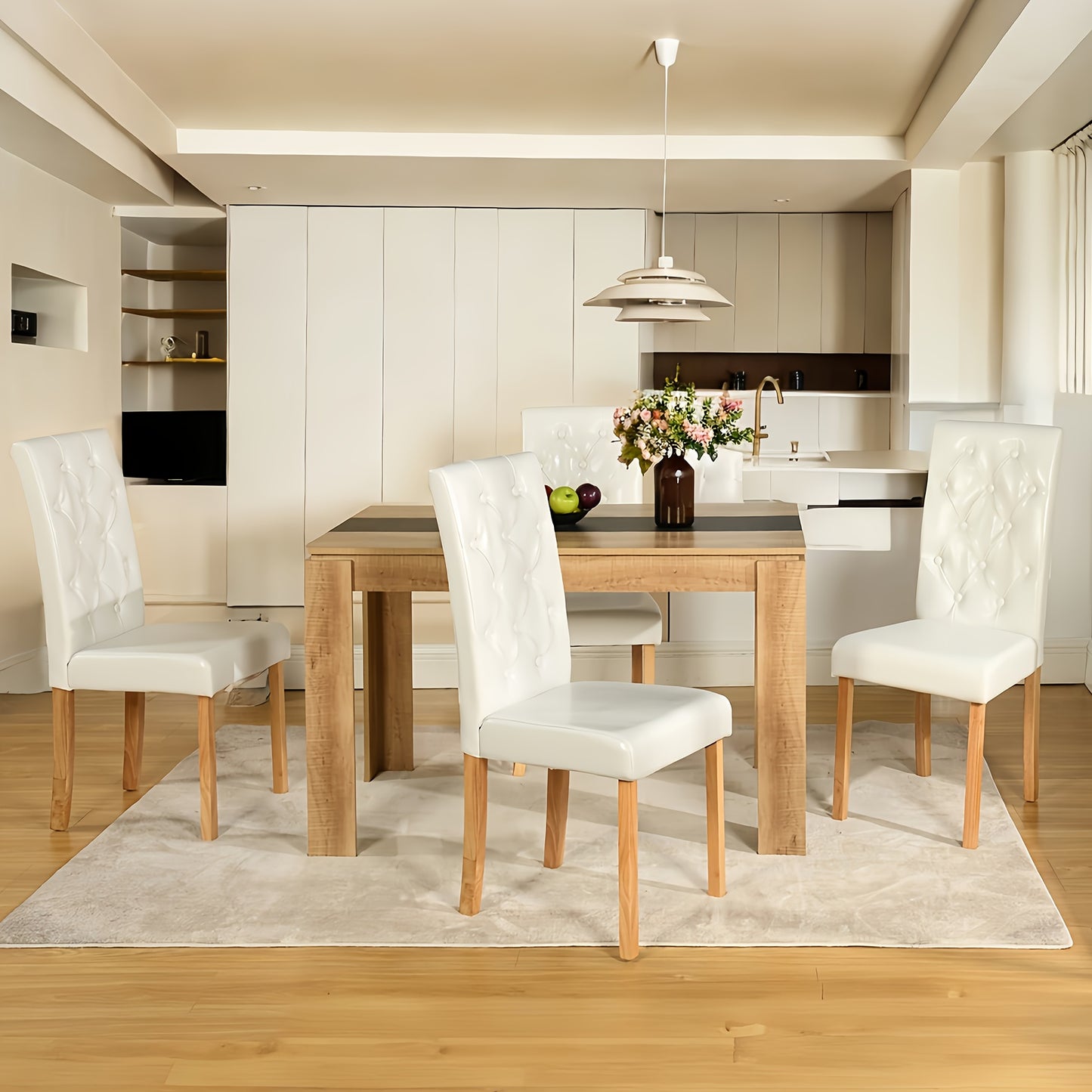 Eetkamerstoelen – Stoelen – Kuipstoelen – Meubels – Stoelonderdelen – Wit Kunstleer – Hardhouten Onderstel – Comfortabele Foamvulling