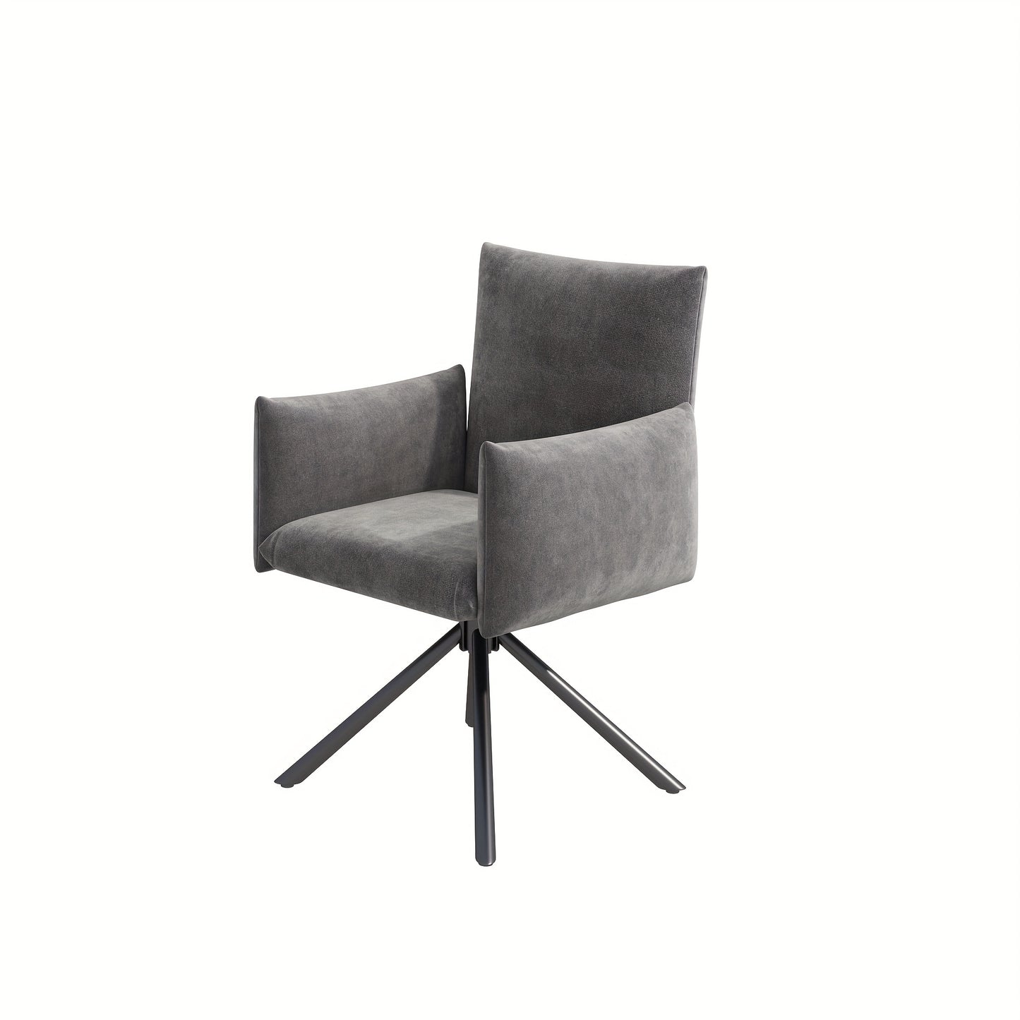 Set of 2 Upholstered Dining Chairs with 4 Metal Feet, 360° Swivel Lounge Chairs with Lumbar Support, Velvet Armchairs for Living Room, Bedroom, Office - Classic Style, No Electricity Needed, Dining Room Furniture, Elegant Di