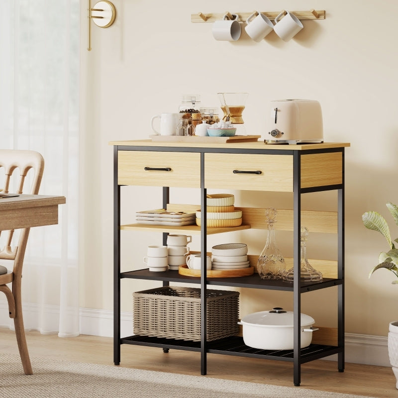 Sideboard – Dressoir – Opbergkast – Buffetkast – Keukenkast – Industrieel Design – Robuust Stalen Frame – 90x40x91 cm – Natuurlijke Houtlook