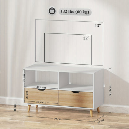 TV-meubel – Tv-kast – Tv-wand – TV-dressoir – Tv-console – Laag model 99 cm – Duurzaam materiaal – Fris wit design