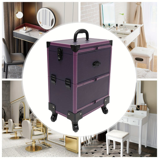 Make-upkoffer – Make-up Train Case – Cosmetica Koffer – Beautycase – Trolley – Stevig Materiaal – Ingebouwde Spiegel