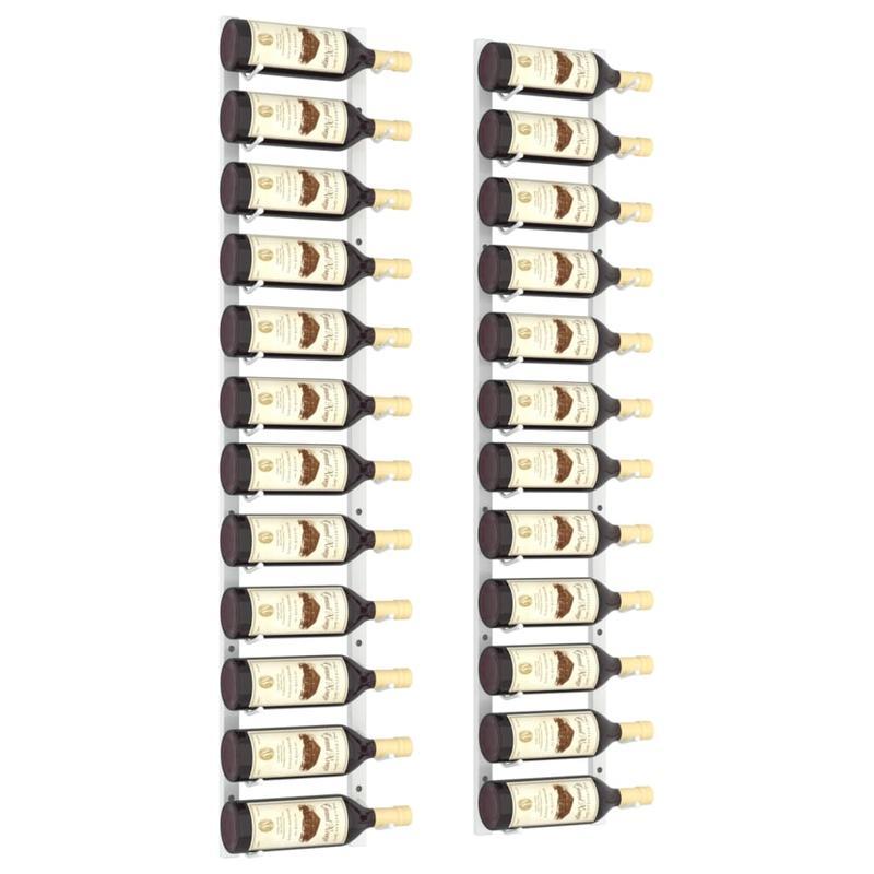 Wine Racks 2pcs for 12 bottles wall-mounted iron white. Wine storage rack is perfect for use in bars, wine cellars, kitchens, restaurants and more
