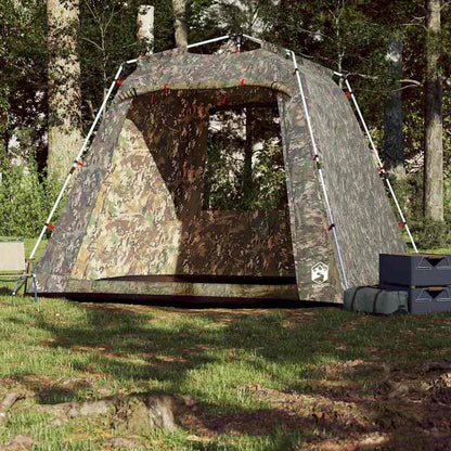 4-Persoons Tent – Kampeertent – Buitentent – Vissertent – Snel Opzetten – Lichtgewicht Polyester – Camouflage Groen – Met Ritsen Ventilatie