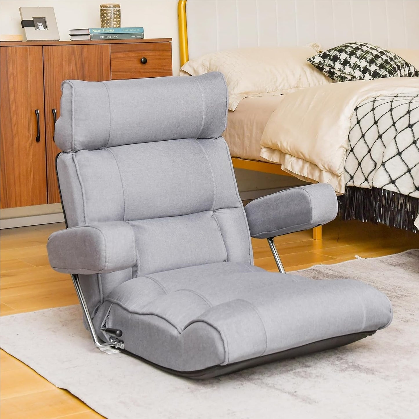 Zitzak – Vloerstoel – Beanbag – Loungestoel – Fauteuil – Verstelbare Rugleuning – Ergonomische Ondersteuning – Grijs