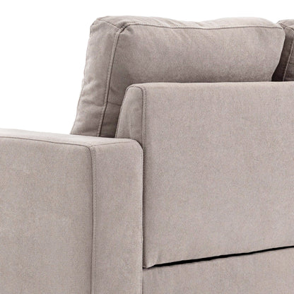 Hoekbank – Loungebank – Sofa – Hoeksalon – 3-Zitsbank – Linnen Look Stof – Chaise Longue – Stevig Houten Frame – 193x136x85 cm