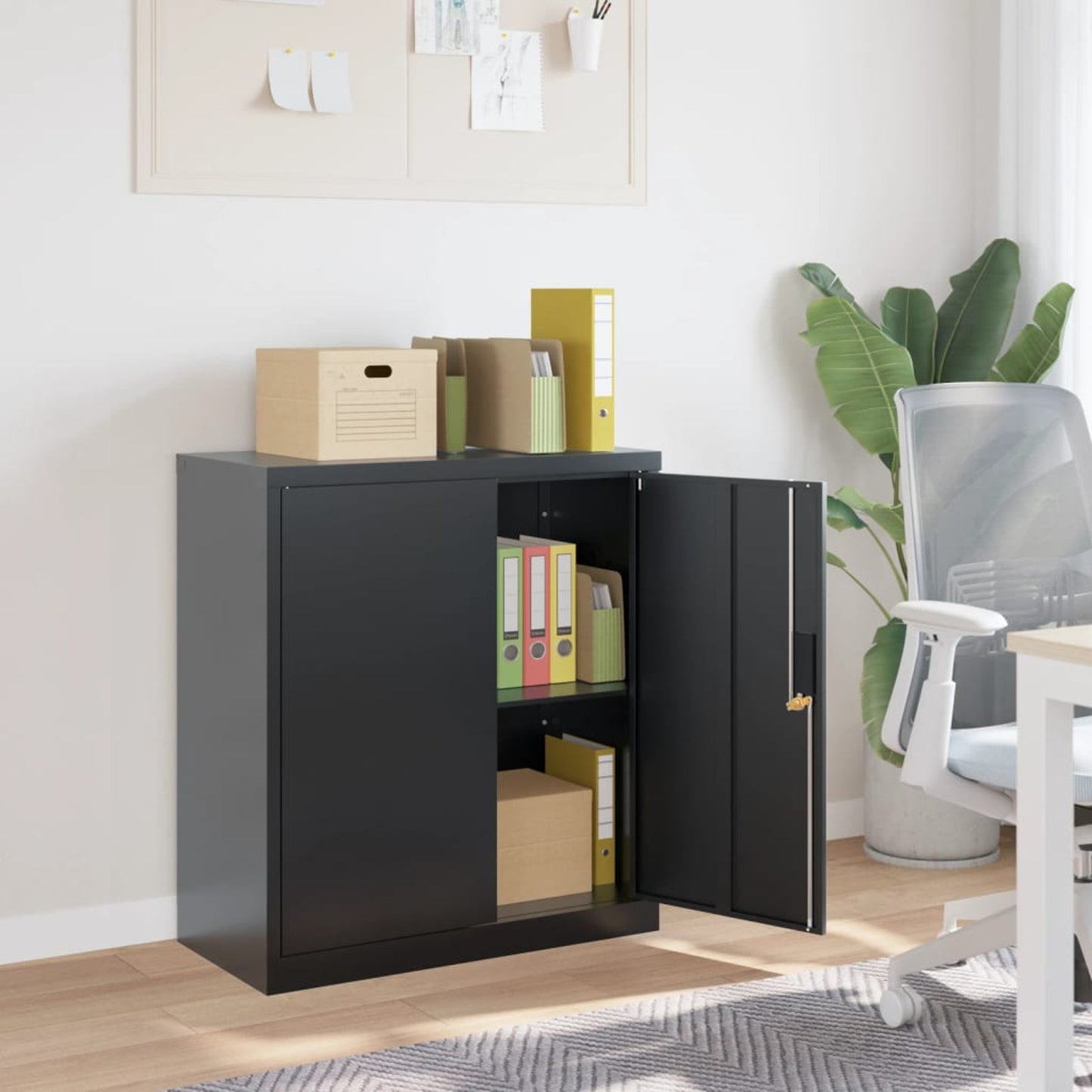 Archiefkast – Opbergkast – Documentenkast – Vakkenkast – Ladeblok – Stalen Ontwerp – 79x40x90 cm – Antraciet