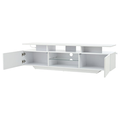 TV Meubel – TV Kast – TV Dressoir – Entertainment Meubel – Media Meubel – Wit Hoogglans – 160 cm Breed – MDF Met Gehard Glas