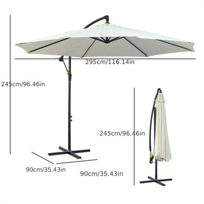 Zweefparasol – Hangparasol – Tuinparasol – Balkonparasol – Vrijhangende Parasol – Verstelbare Hoogte – Stalen Boogpaal – Wit Rechthoekig 300 cm