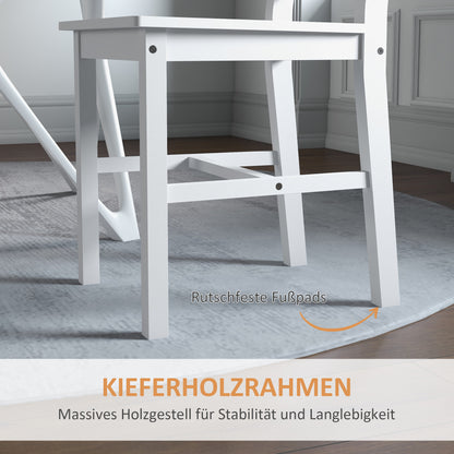 Eetkamerstoelen – Keukenstoelen – Houten Stoelen – Witte Stoelen – Lade Rugleuning – Set van 2 – Slipvaste Pootbeschermers – Massief Houten Frame 41,5x46x90 cm