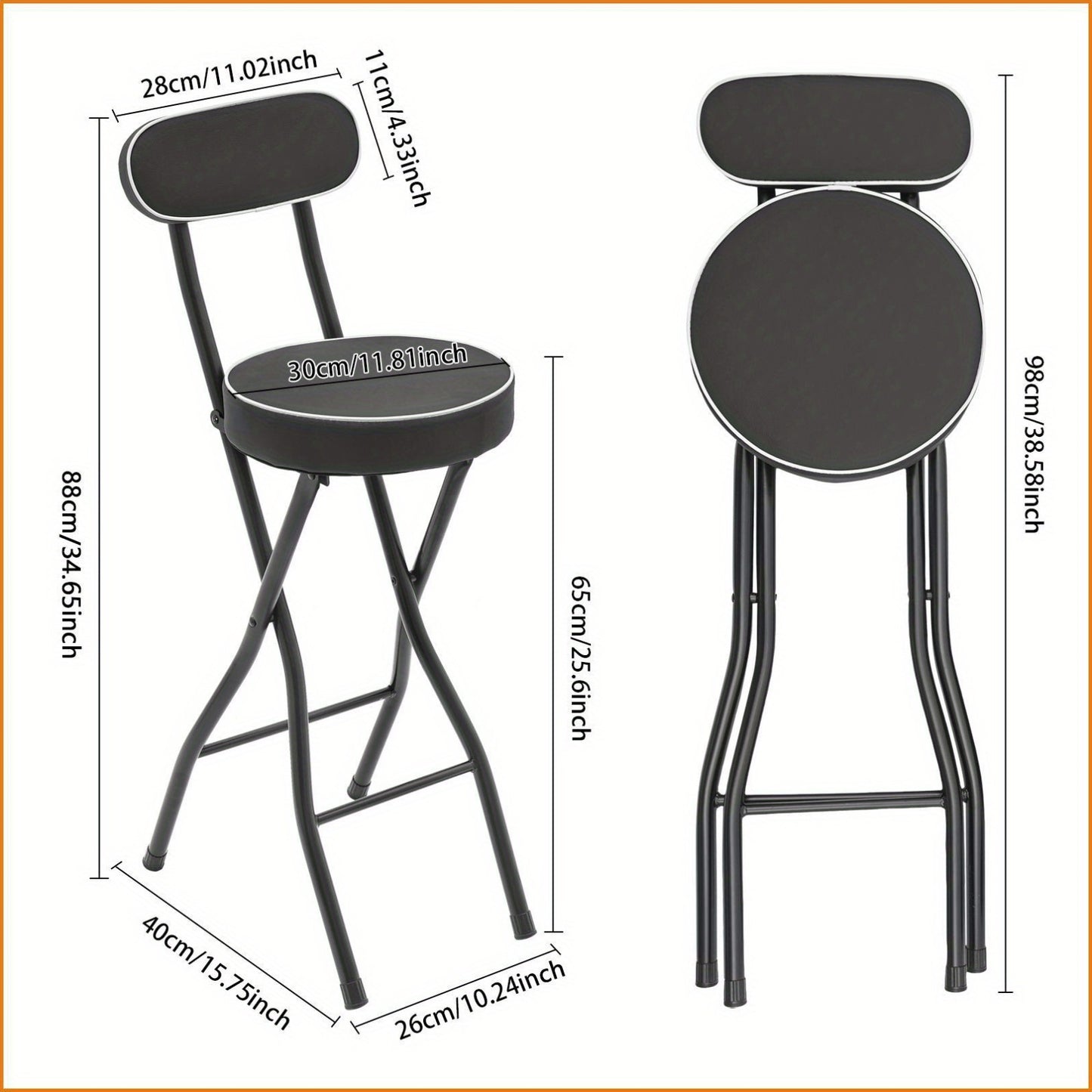 Vouwkrukje – Opvouwbare Kruk – Campingkruk – Klapstoel – Draagbaar Krukje – Stalen Frame – Compact & Lichtgewicht – Max. 140 kg Draagkracht