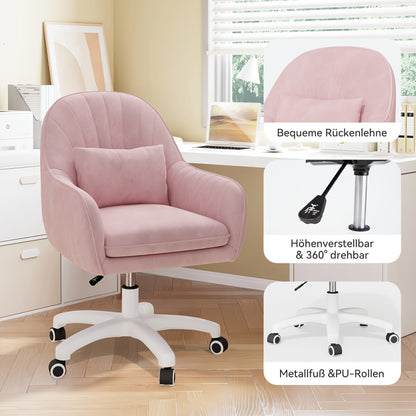 Bureaustoel Modern – Bureaustoel Ergonomisch – Bureaustoel Draaibaar – Bureaustoel Verstelbaar – Bureaustoel Comfortabel – Roze Kleur – 360° Draaibaarheid – Verstelbare Zithoogte