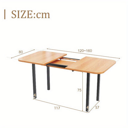 Uitklapbare Eettafel – Uitschuifbare Tafel – Keukentafel – Verstelbare Tafel – Vouwtafel – Stevige Aluminium Onderstel – Verstelbare Lengte 120-160 cm