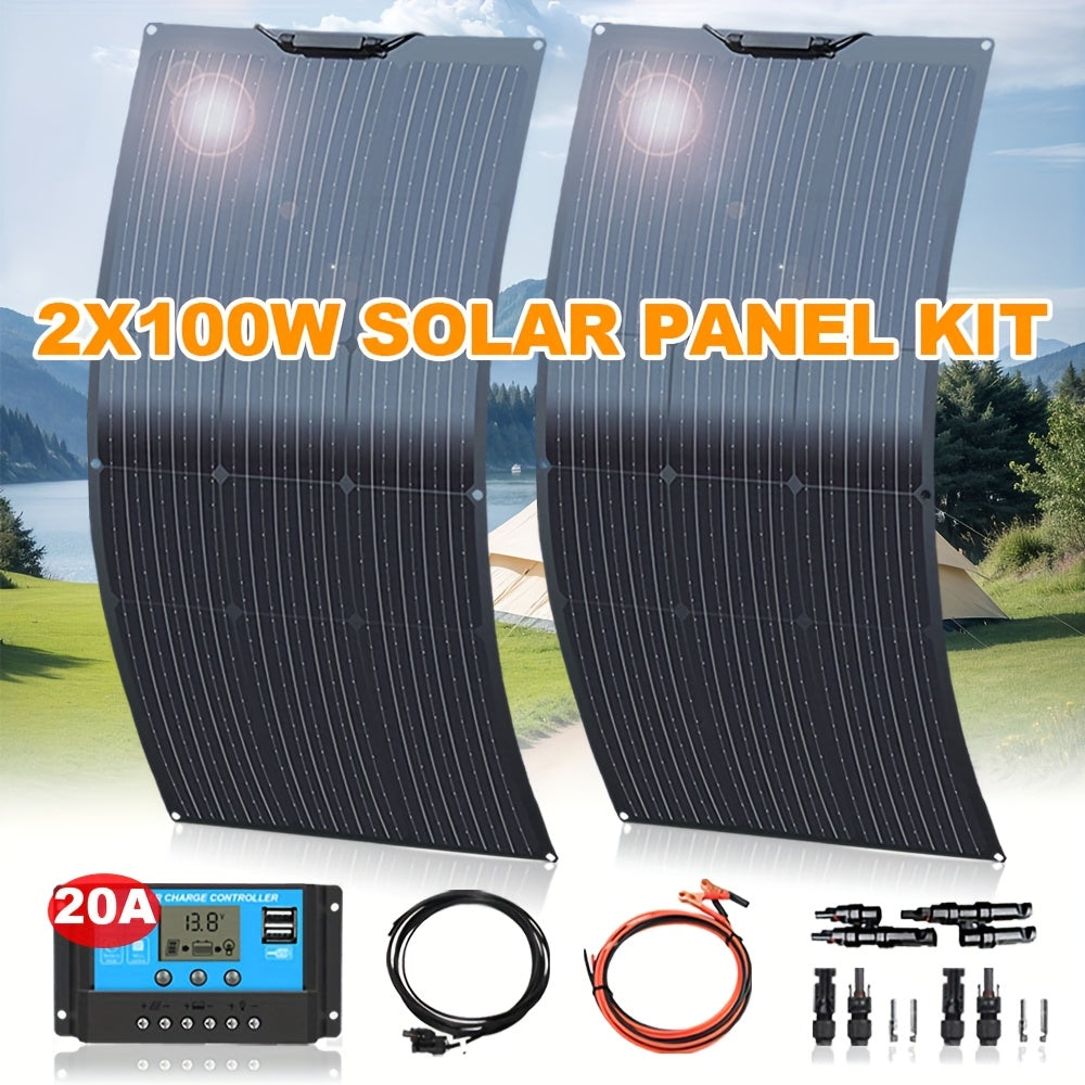 Flexibel Zonnepaneel – Buigbaar Zonnepaneel – Zonnepaneel Kit – Monokristallijn Zonnepaneel – 200W Vermogen – Lichtgewicht & Hoge Efficiëntie