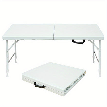 Campingtafel – Kampeertafel – Klaptafel – Vouwtafel – Inklapbare Tafel – Verstelbare Hoogte 125 cm – Stevig Wit Tafelblad & Zwarte Poten – Draagkracht 135 kg