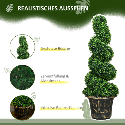 Kunstplanten Spiraalvormige Buxus – Kunstboom – Nepplant – Decoratieplant – Groen – Set van 2 – 90 cm Hoog – Inclusief Potten – Onderhoudsvrij
