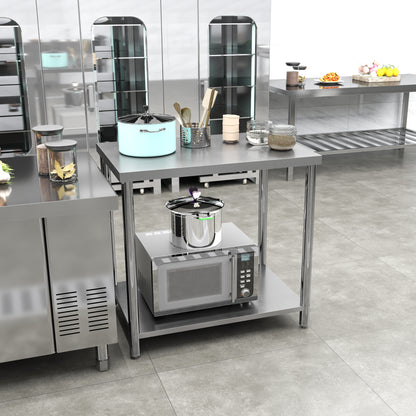 Roestvrijstalen Werktafel – Keukentafel – Voedselbereidingstafel – Werkbank – Opbergtafel – 90x60x86 cm – Duurzaam RVS Materiaal – Verstelbare Poten