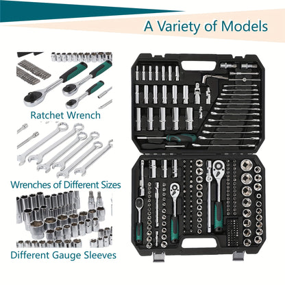 216pcs Heavy-Duty Mechanic Tool Set with Sockets, Wrenches & -Resistant Case - Professional Automotive Repair Kit, Metric/Imperial-Compatible (No Power Tools) - All-in-One Tool Combination Set for DIY, Home, & Workshop, Tool