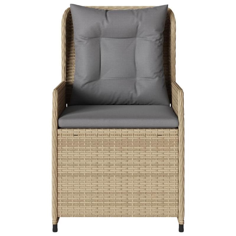 Tuinstoelen – Tuinstoel – Tuinzetel – Balkonstoel – Verstelbare stoel – Set van 2 Beige – Verstelbare Rugleuning – Weerbestendig Polyrattan