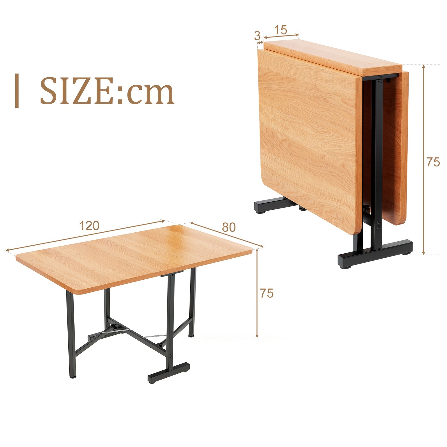 Elegant Modern Minimalist Natural Color Dining Table - Extendable Dining Table 120cm X 80cm, Foldable And Storable Table, Modern Minimalist Style, High Strength Alloy Bracket