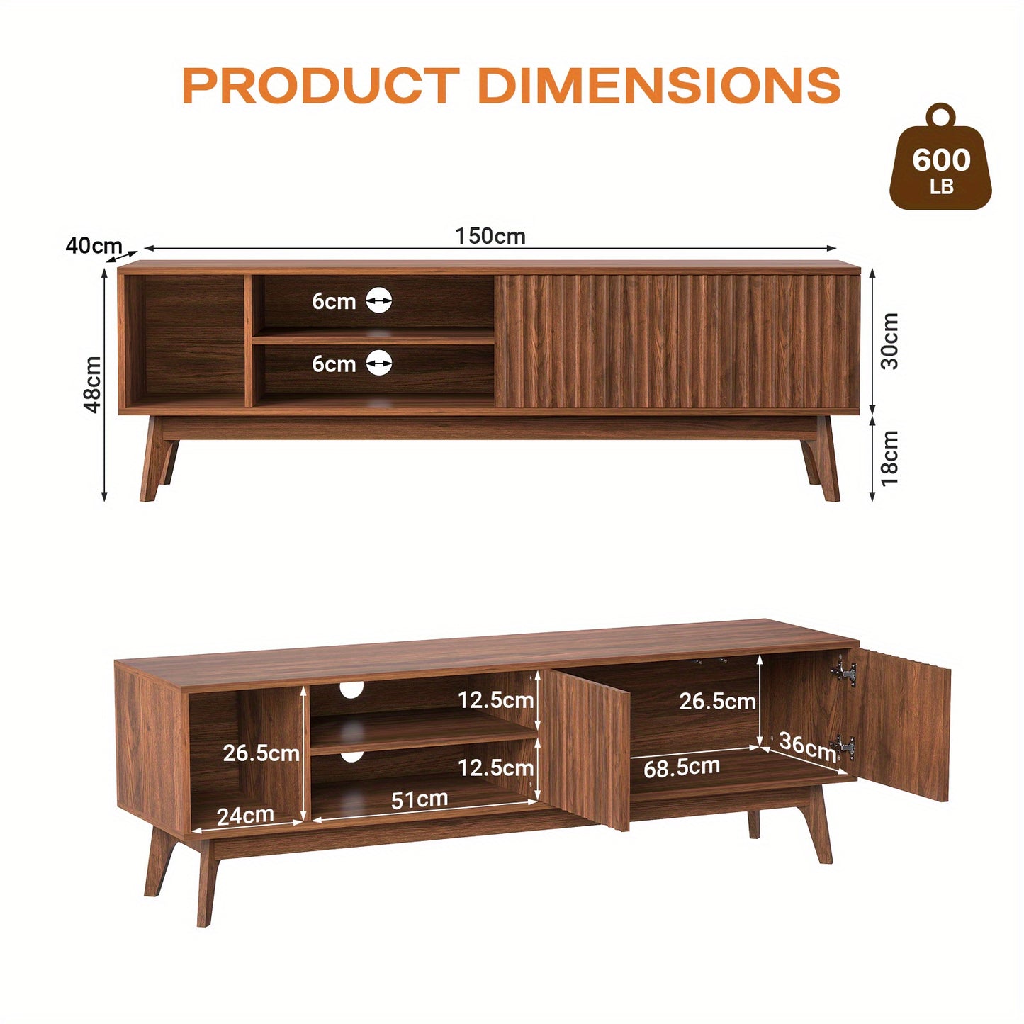 Tv Meubel – Tv Kast – Tv Dressoir – Media Meubel – Entertainment Center – Industrieel Design – Eikenhout – Geschikt Voor Televisies Tot 152,4 Cm
