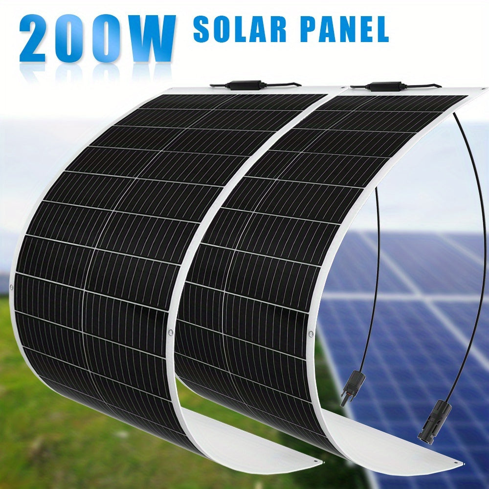 Flexibel Zonnepaneel – Zonnecel Paneel – Zonne-energie Paneel – Solar Panel Set – Camping Zonnepaneel – 2x100W Monokristallijn – Lichtgewicht En Weerbestendig