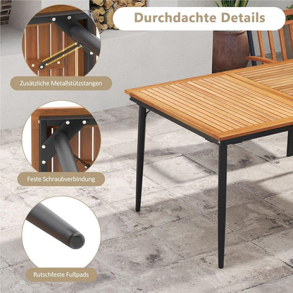 Tuintafel – Terrastafel – Loungeset Tafel – Buiten Tafel – Acaciahouten Tafel – 200 x 90 cm – Met Parasolgat