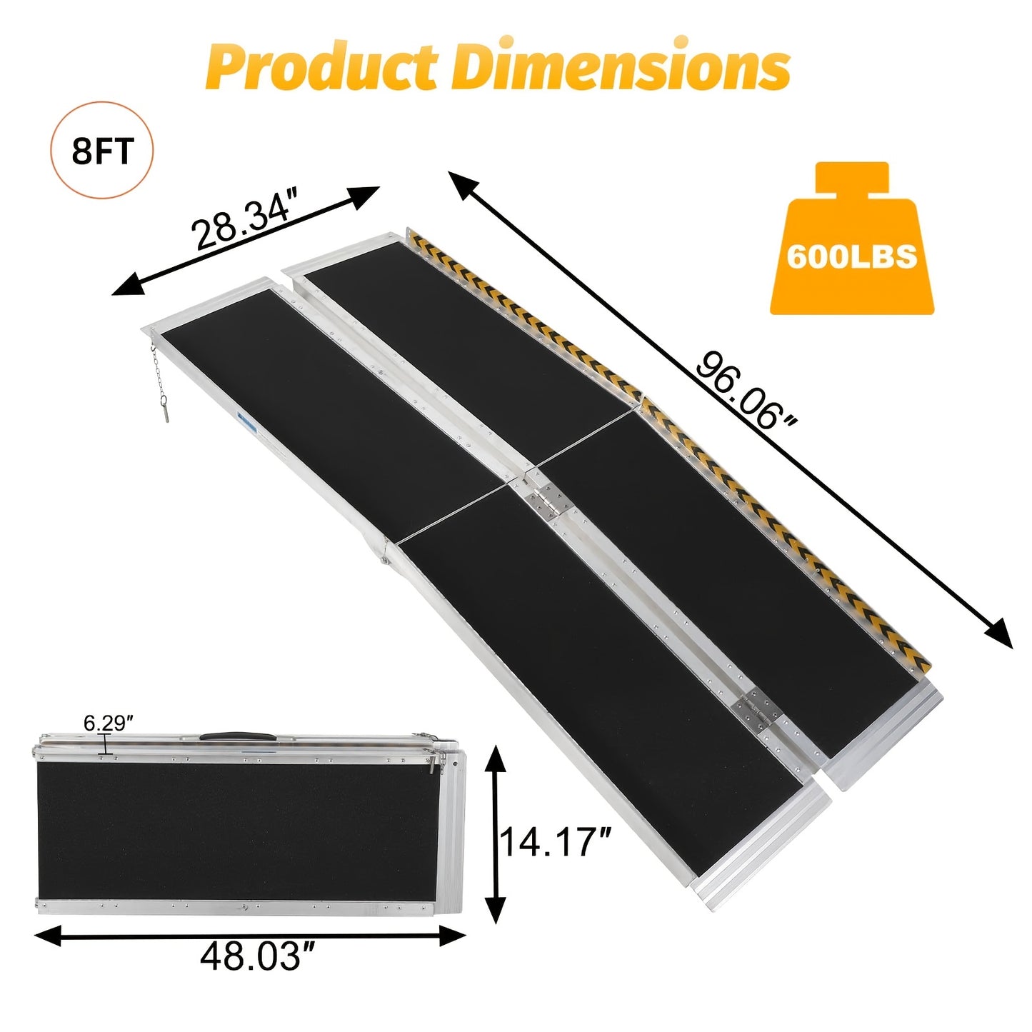 Heavy-Duty Portable Wheelchair Ramp - Non-Slip Surface, Lightweight Aluminum Folding ramp with Door Threshold, for Home, Hospital, Public Buildings - Easy Foldable Design for Wheelchairs, Mobility Scooters, Elderly - Indoor/O