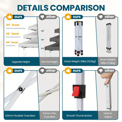 Partytent – Paviljoen – Feesttent – Tuintent – Overkapping – 3x3 Meter – Opvouwbaar Met Afneembare Zijwanden – Gepolsterd Aluminium Frame