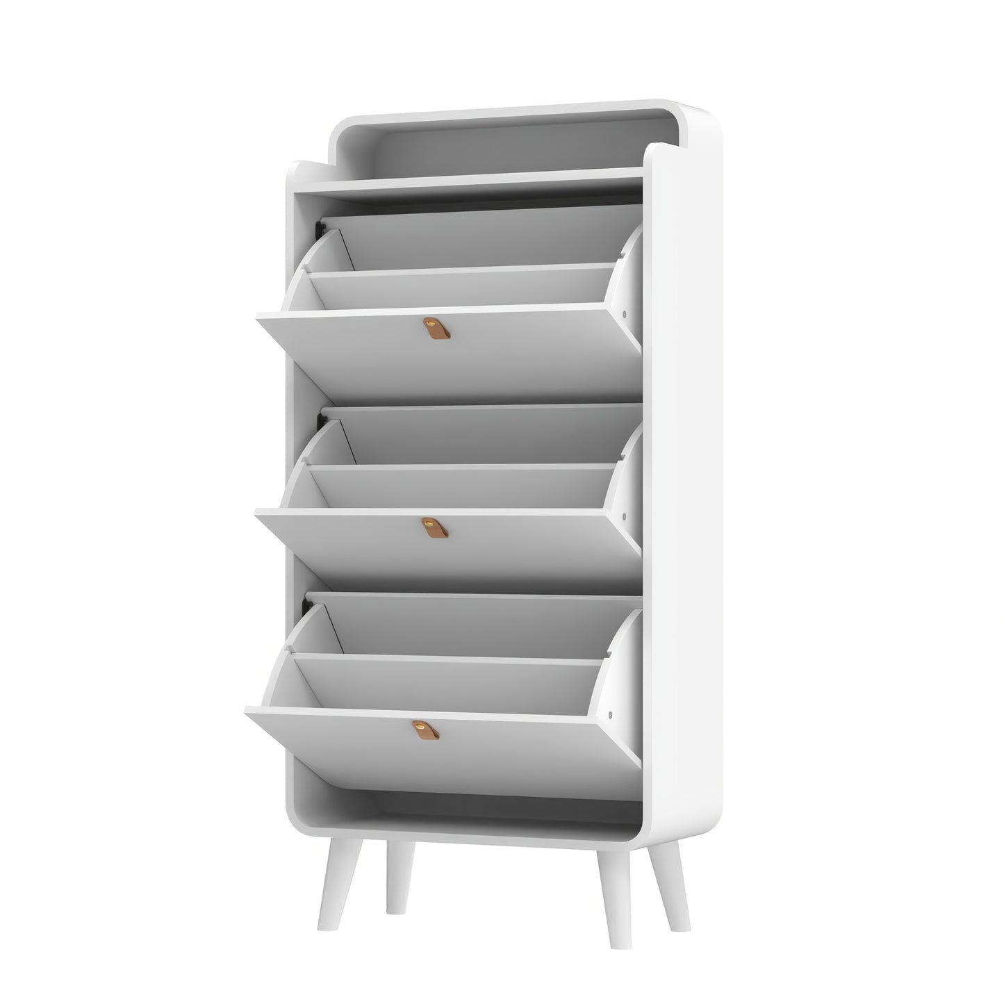 Schoenenkast – Schoenenrek – Schoenopberger – Schoenenkast – Schoenendisplay – Wit Metaal – 3 Inklapbare Lades – Ruimtebesparend Smal Design
