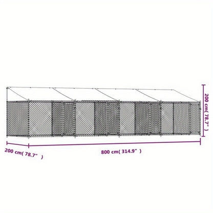 Hondenhok – Hondenhuis – Hondenkennel – Hondenhuisje – Hondenverblijf – Gegalvaniseerd Staal – Weerbestendig Met Dak En Deuren – 80x20x20 cm