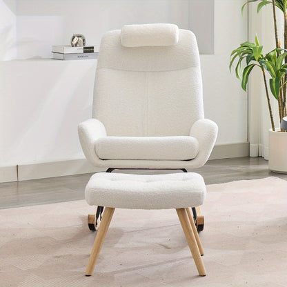 Schommelstoel – Relaxstoel – Fauteuil – Loungestoel – Woonkamerstoel – Teddy Velvet Bekleding – Geïnjecteerd IJzeren Frame Met Rubberen Poten