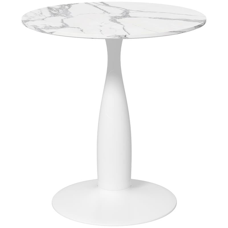 Ronde Eettafel – Witte Tafel – Eettafel Rond – Compacte Eettafel – Moderne Tafel – 70x74 cm – Gepoedercoat Stalen Frame – Krasbestendig Melamine Blad
