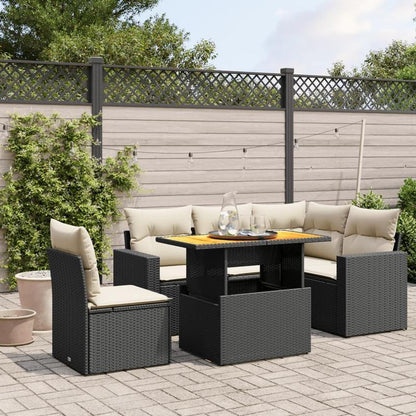 Tuinbank Set – Tuinmeubel Set – Loungeset – Rattan Bank – Buitenbank – Zwart Poly Rattan – Inclusief Kussens – Weerbestendig & Stevig Stalen Frame