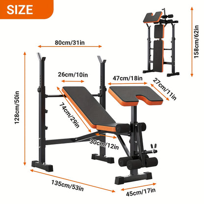 Weightbank – Halterbank – Fitnessbank – Trainingsbank – Workout Bench – Verstelbaar – Squat Rack – 370 kg Max Belastbaar – 6-in-1 Multifunctioneel Trainingssysteem