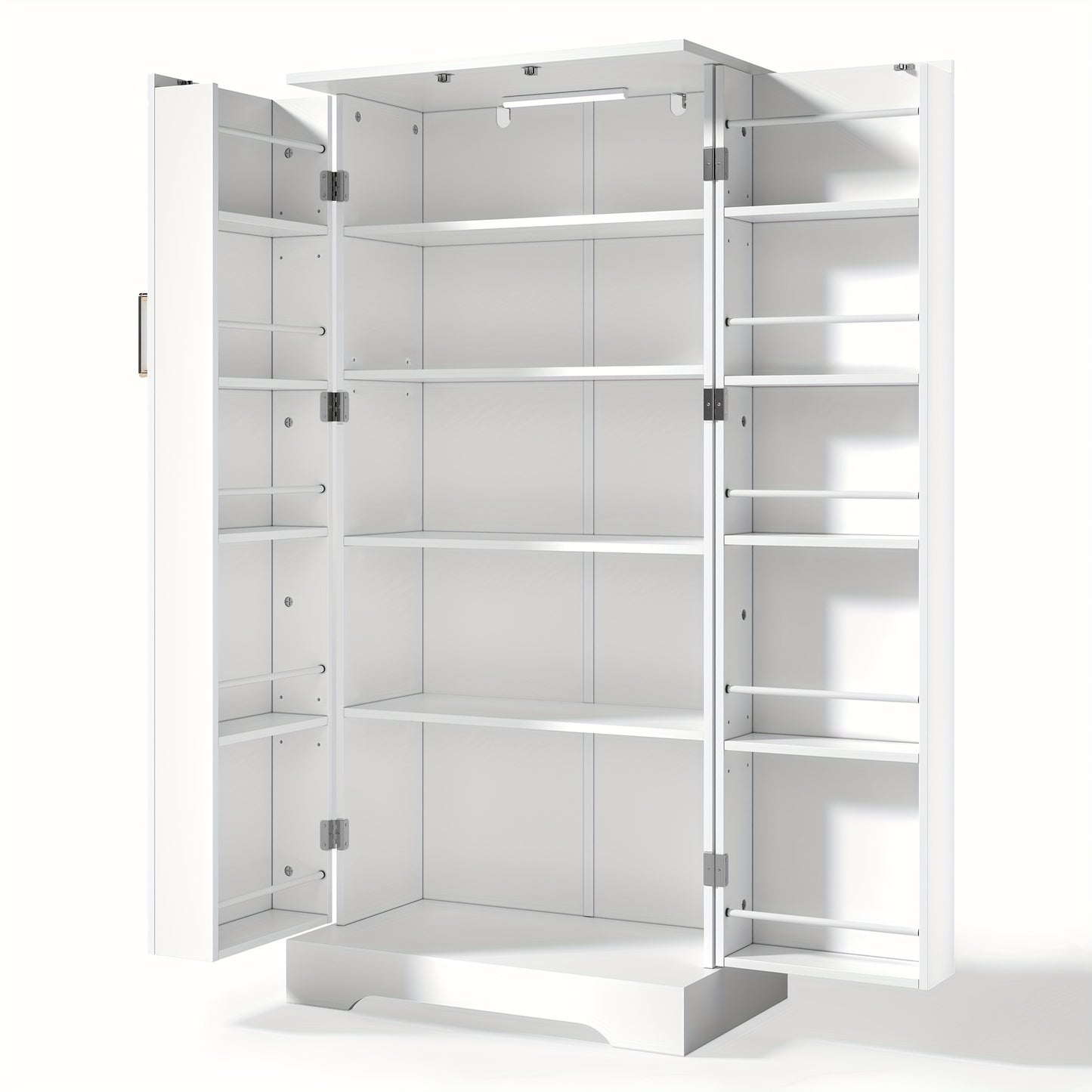 Witte Keukenkast – Opbergkast – Kast – Keukenmeubel – Stellingkast – Verstelbare Planken – Anti-Kantelbeveiliging – Metaal – 60x35x128 cm