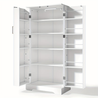 Witte Keukenkast – Opbergkast – Kast – Keukenmeubel – Stellingkast – Verstelbare Planken – Anti-Kantelbeveiliging – Metaal – 60x35x128 cm