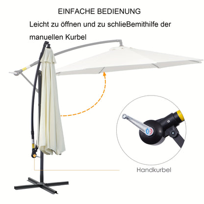 Cantilever Parasol Parasol Crank Garden Umbrella, With 8 Steel Robust And Stable For The Garden Outdoor Hanging
