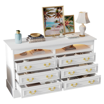 Opbergkast – Ladenkast – Sideboard – Dressoir – Kast Wit – Modern Design – 6 Laden – 120 cm Breedte