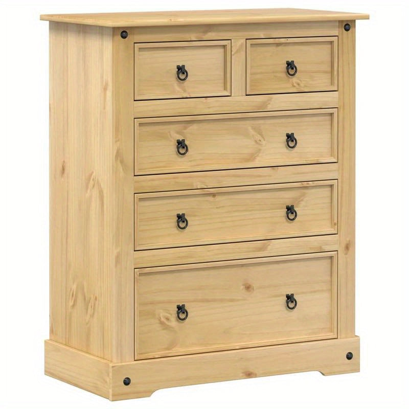 Ladekast – Ladekastje – Opbergkast – Kastje – Ladenkast – Massief Grenenhout – Bruine Afwerking – Ruime Opbergruimte 92x48x114 cm