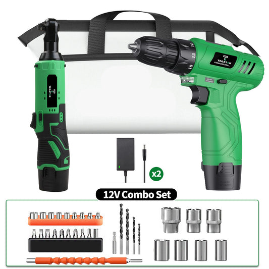12V Draadloze Boor- en Momentsleutelset – Accuboormachine – Ratelsleutel – Schroefmachine – Momentsleutel – Hoog Koppel – Lichtgewicht Design