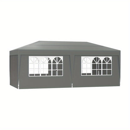 Partytent – Vouwtent – Feesttent – Paviljoen – Tent Met Zijwanden – 3×6 Meter – Verstelbare Hoogte – Zilvergrijs