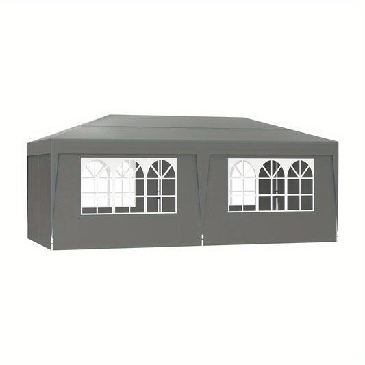 Partytent – Vouwtent – Feesttent – Paviljoen – Tent Met Zijwanden – 3×6 Meter – Verstelbare Hoogte – Zilvergrijs