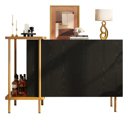 Sideboard – Dressoir – Opbergkast – Kast – Kasten – Zwart – Bamboe – 120x40x77,5 cm – Modern – Ruime Opbergruimte
