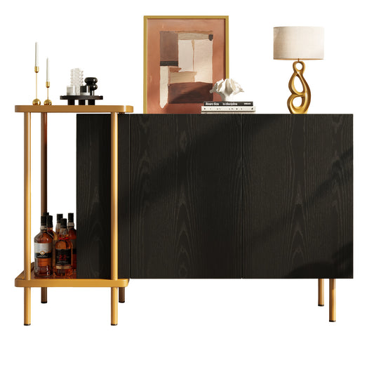 Sideboard – Dressoir – Opbergkast – Kast – Kasten – Zwart – Bamboe – 120x40x77,5 cm – Modern – Ruime Opbergruimte