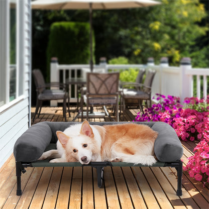 Verhoogd Hondenbed – Hondenkussen – Hondenmat – Huisdier Lounger – Buiten Bed – 2XL – Ademend Mesh – Afneembare Pluche Bolster